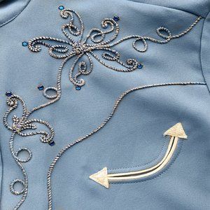 H BAR C vintage western shirt with classic embroidery and blue crystals